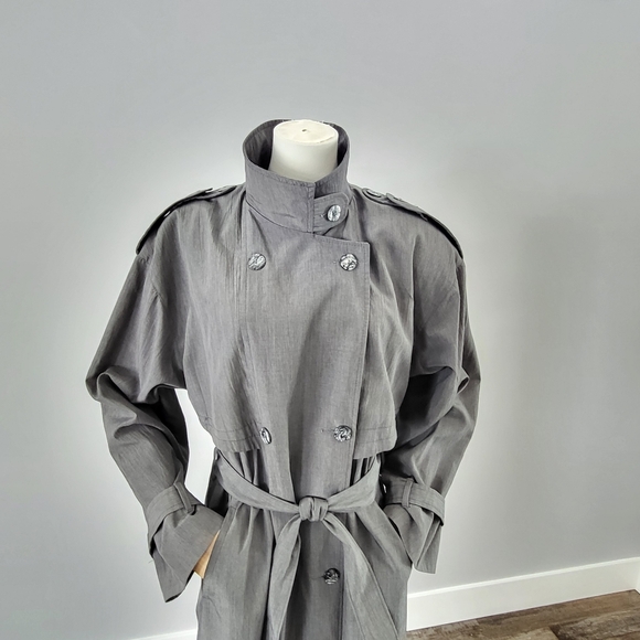 Vintage 80s Designer Irving Posluns Trench Coat - Picture 4 of 15